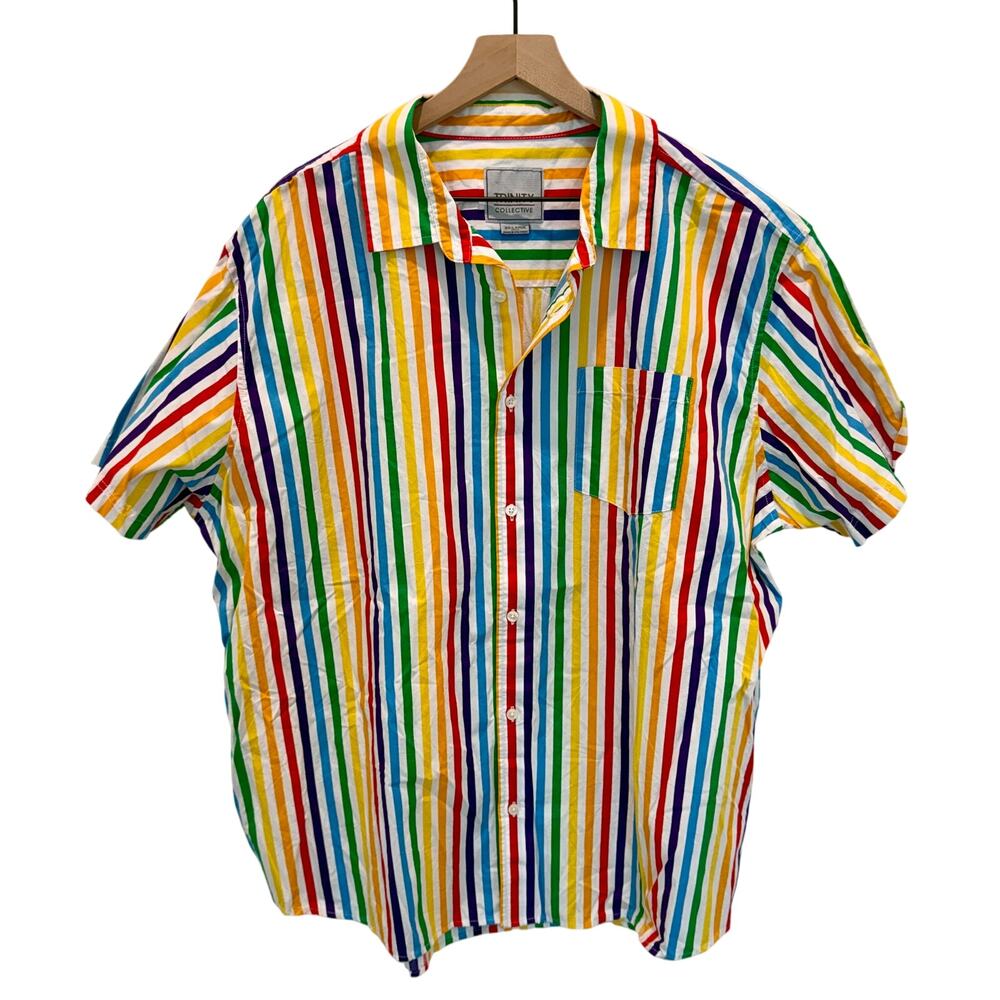Trinity Collective Short Sleeve Button Down Shirt Men's 2XL Pride LGBTQIA - Picture 2 of 8